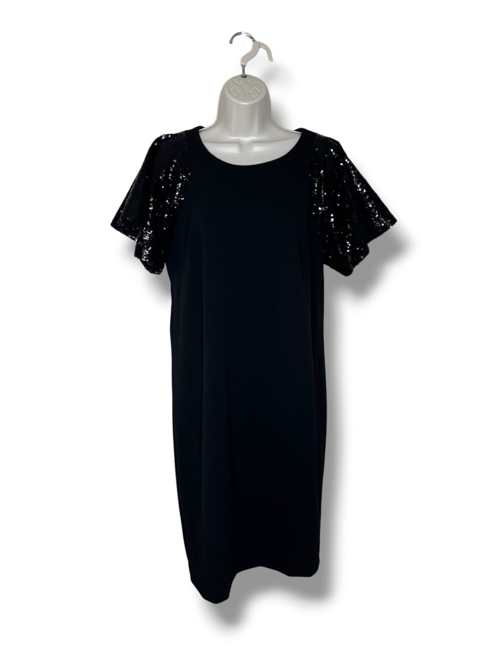 Harper 241 Black Shift Dress Size 10 Sequin Short Flutter Sleeve Cocktail Party